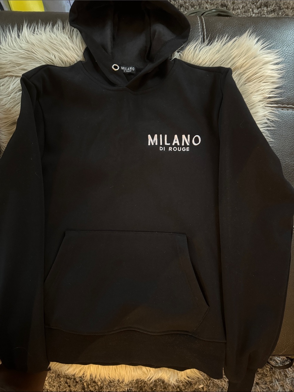 Milano Di Rouge Black Hoodie with White Logo